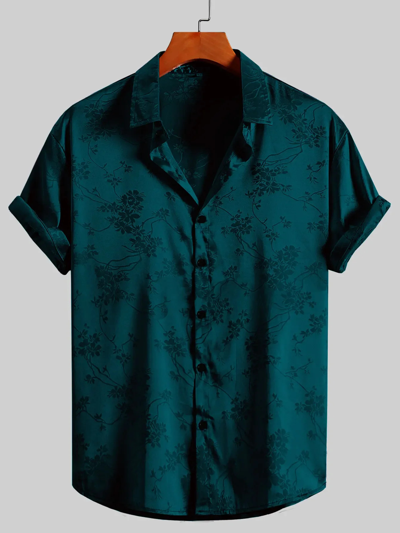 2024 Summer Mens Embroidered Shirt Short Sleeve Casual Beach Button Up Comfortable and Cool 250122
