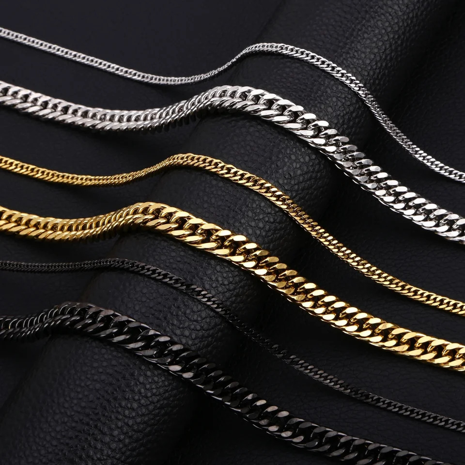 HIYEE Classic Cuban Chain Necklace Temperament Retro Trend Party Wear Amulet Stainless Steel NonFading Accessories 250114
