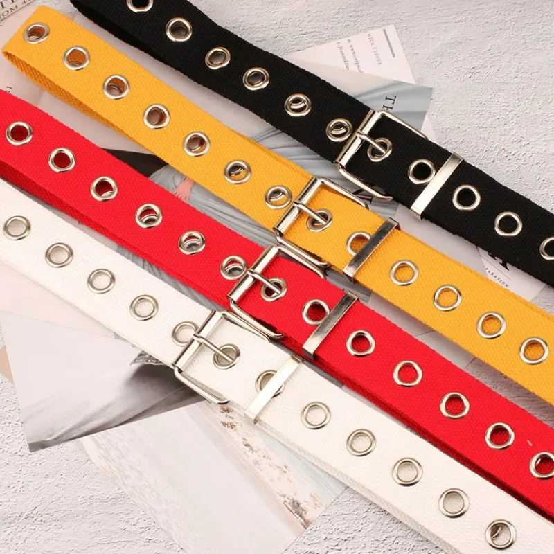 On Personality Harajuku Casual Ring Black Metal Belt Students Jean Canvas Waist Belts Tide Silver Pin Buckle W250120
