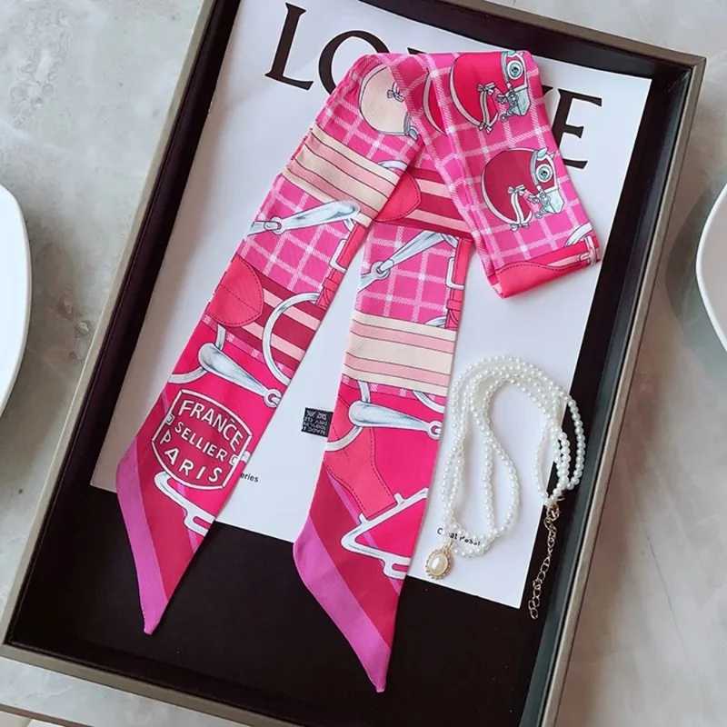 Spring New Style Steed Cavalry Horse Racing La Versatile Twill Ribbon Scarf Travel Bag Handle Ribbon Hair Band Small Scarf W250118