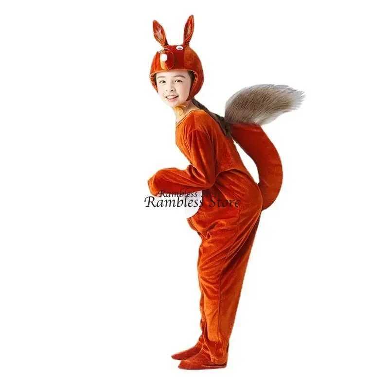 Brown Color Squirrel Cosplay Jumpsuit for Kids Children Animals Cos Stage Fairy Tale Performance Clothing Squirin Costumes W250117