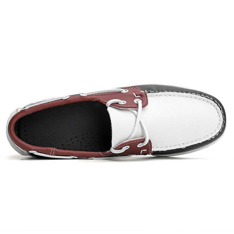 Genuine Leather Mens Causal Shoes Summer Comfy Lace-up Sneakers Shoes Luxury Brand Business Boat Shoes Mocassins Male LoafersXJ250118
