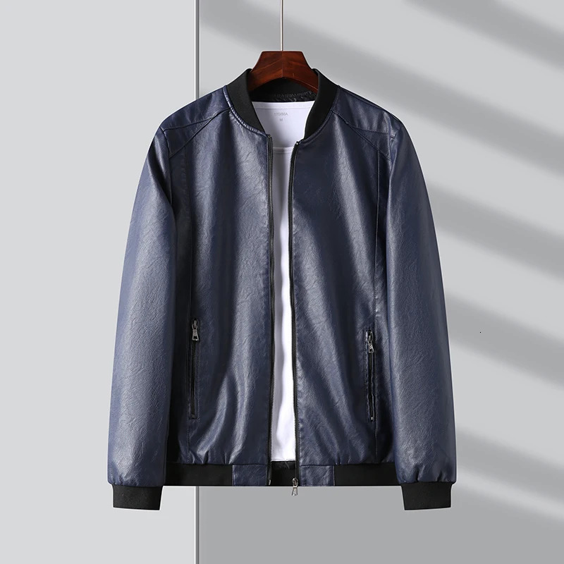 Top Grade Casual Fashion Classic Faux Pu Fashion Leather Jacket Motorcycle Men Coats Mens Clothing 2025 250120