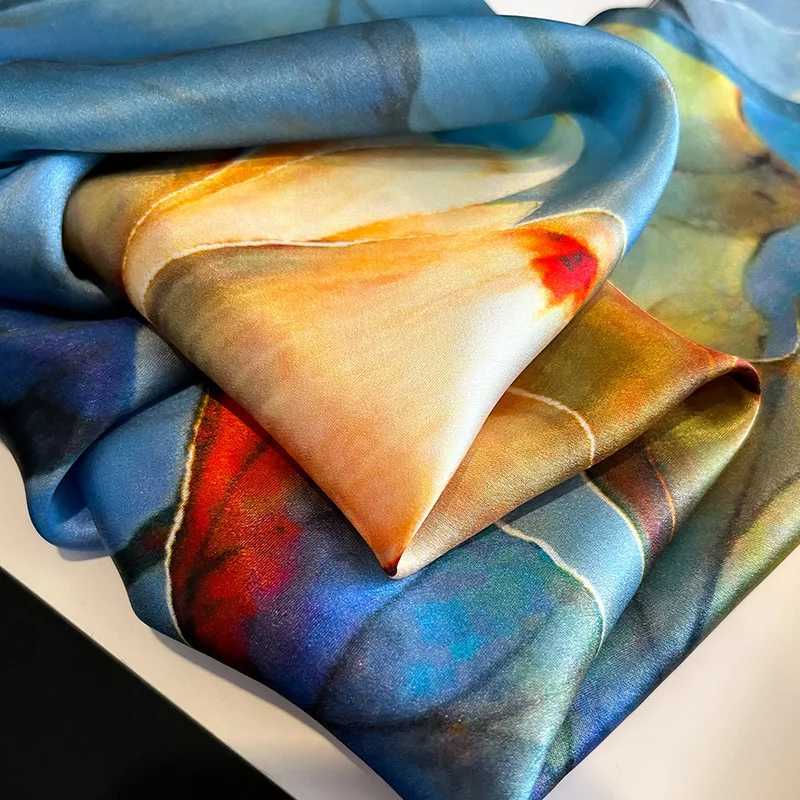 Luxury Brand % Silk Satin Scarf Women Handkerchief Bag Scarfs Female Square Head Bandana Small Neck Scarves For Ladies 2024 W250118