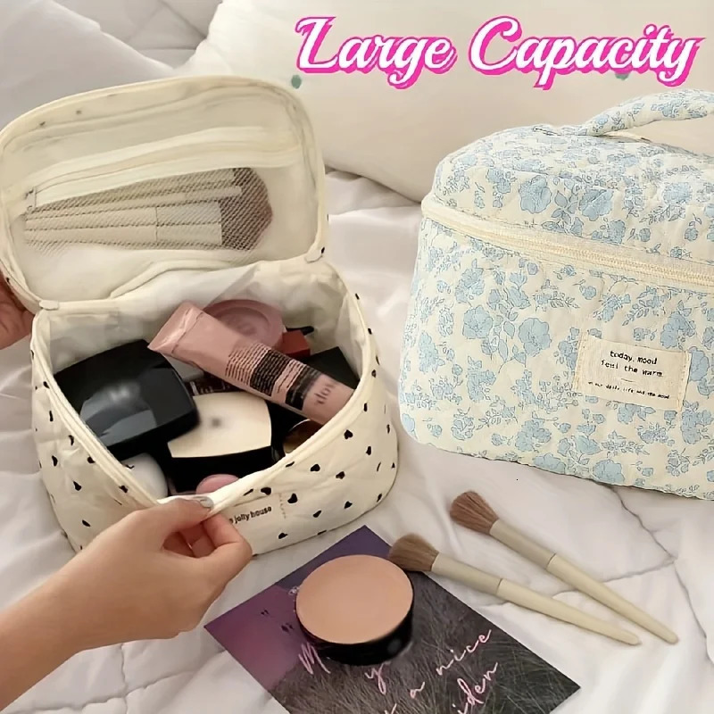 3 Pcs Classic Flower Pattern Makeup Bag Set Lightweight Versatile Carry All Cosmetic Bags250114