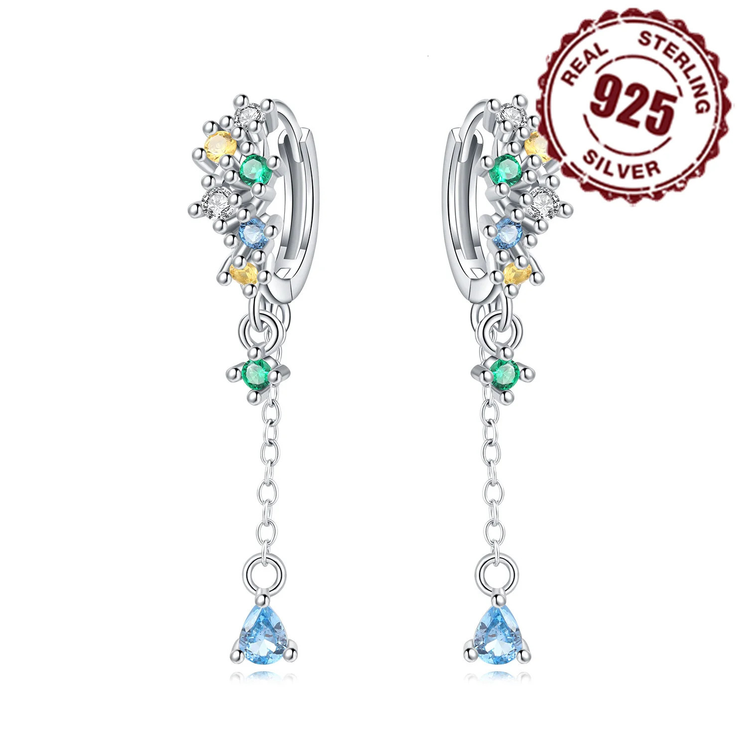 925 Sterling Silver Colorful Irregular Pendant Earrings For Women Womens Tassel Earrings Fashion Jewelry Birthday Fine Gifts 250120