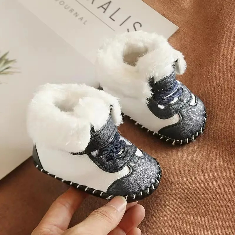 Baby Girls Boys Snow Boots Soft Sole Plush Lined Infant Booties PU Leather Toddler born Prewalker First Baby Walking Shoes 250118