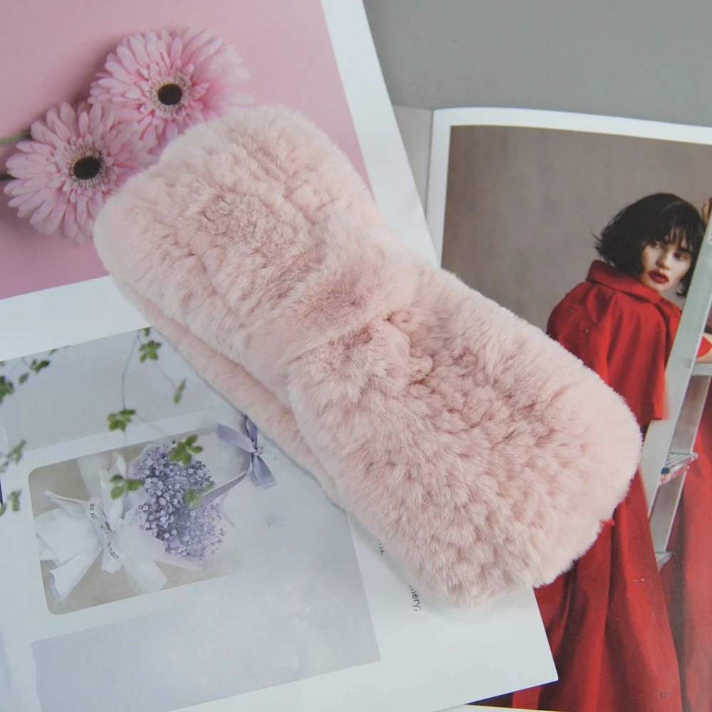 Women Headband Winter Autumn Elastic Real Rex Rabbit Fur Neck Scarf For Girls Hair Band Ladies Fashion n 250118