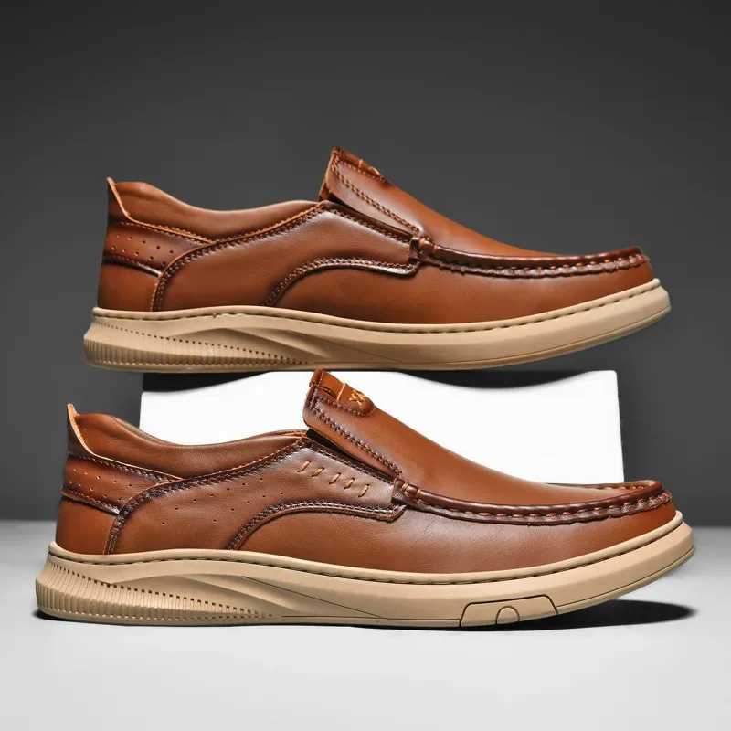 High Quality Handmade Dress Shoes for Men Luxury Genuine Leather Summer Casual Shoe Slip- Comfortable Genuine Leather LoafersXJ250118