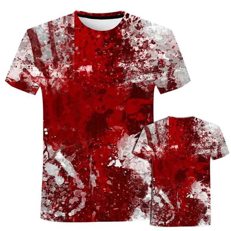 Halloween T-Shirts Horror Bloody 3D Print Men Women O-Neck Short Sleeve T Shirt Oversized Harajuku Y2k Tees Tops Kids Clothing W250117