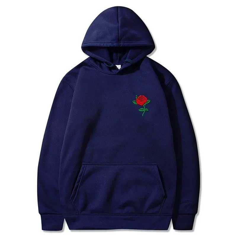 Autumn new hip-hop streetwear fashion hoodie rose print wool latte casual mens hoodie sportswear W250117