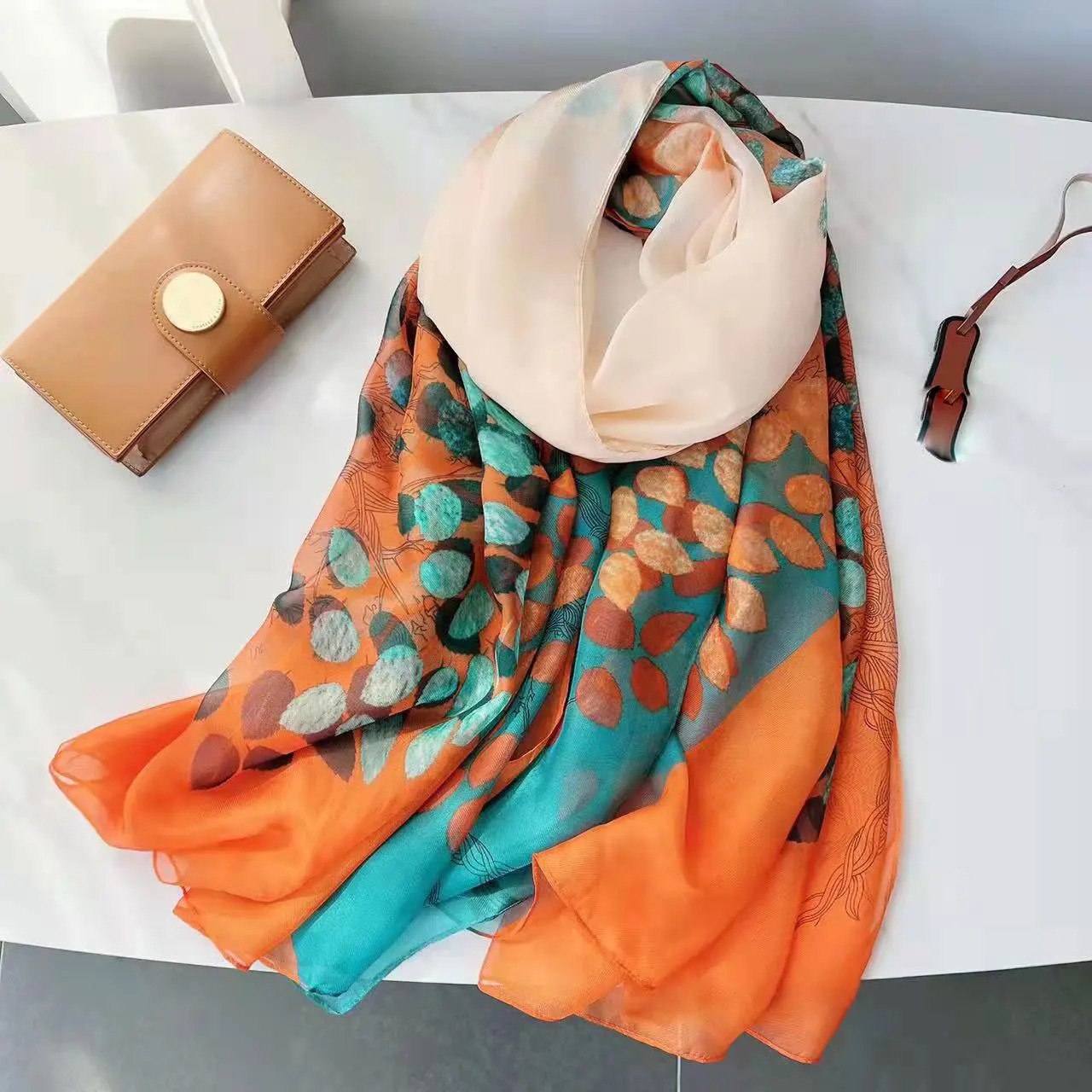 Silk Scarf Fashion Neck Print Foulard Female Hijab Women Soft Warm Pashmina Beach Stoles Head Scarves Shawl Wrap Echarpe Bandana 250120