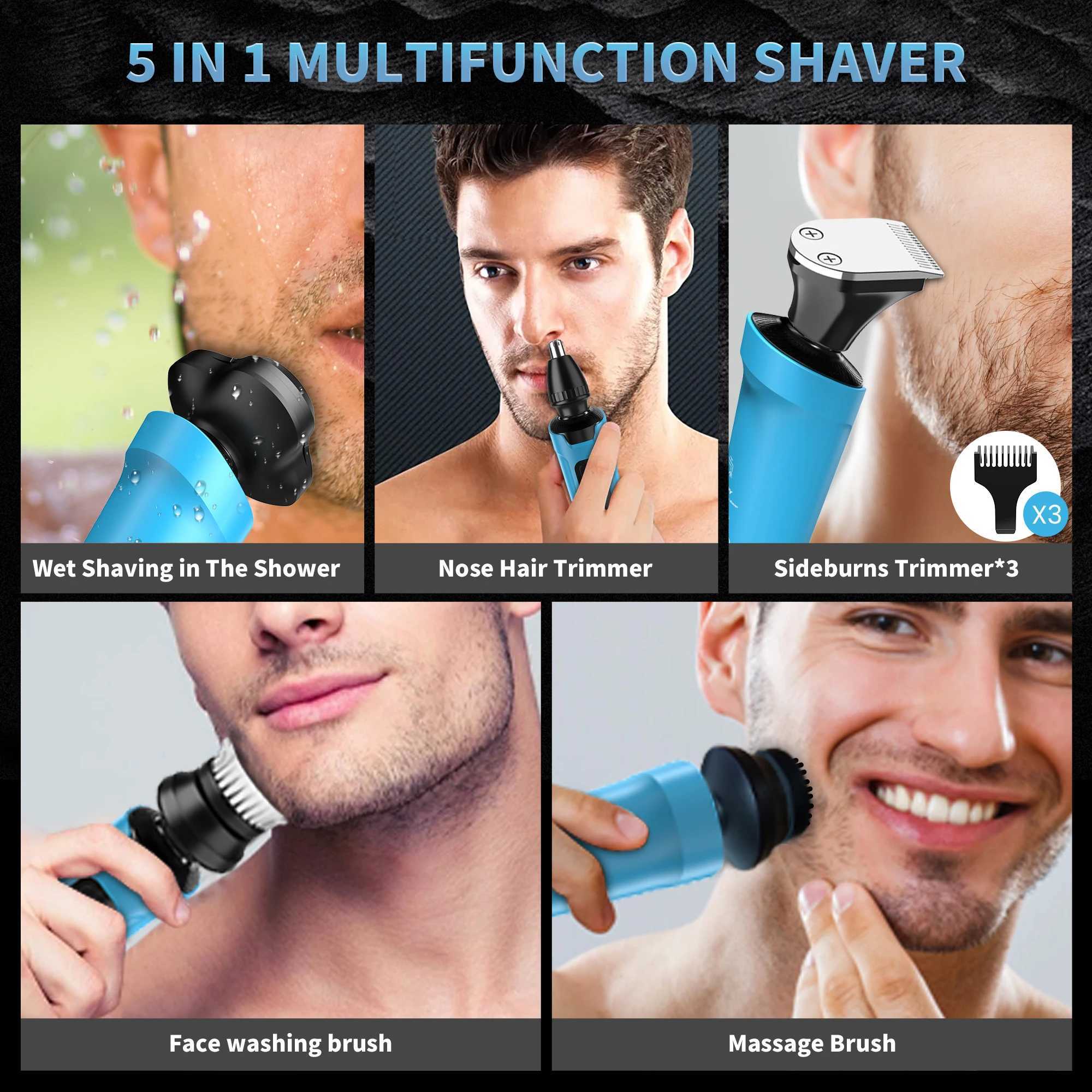 Joy 5-in-1 Mens Electric Shaver Cordless Dry Multi functional Wet Shaver Nose Hair Beard Trimming Shaver Mens Electric ShaverW250117