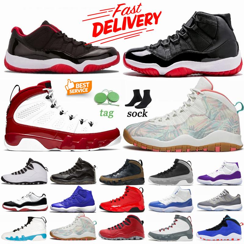 2025 mens womens Designer Sneakers 11 9 10 9s 10s Basketball Shoes 11s cherry grey midnight lux olive Cap and Gown Playoffs Bred University blue