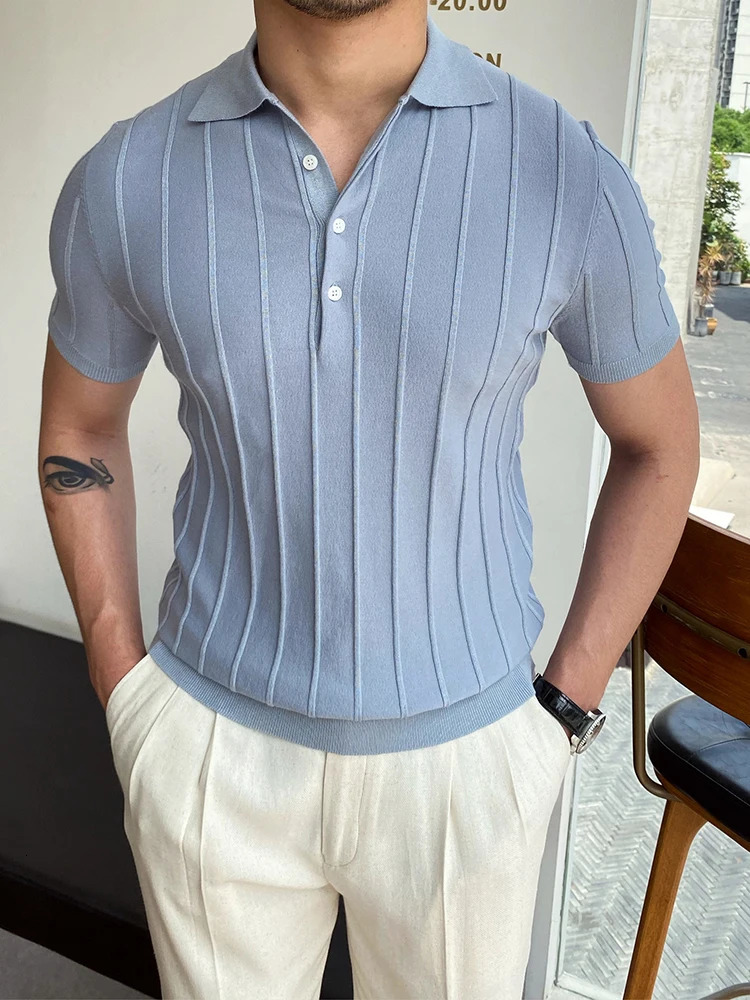 Summer Men Fashion Polo Shirts Short Sleeve Turn-down Collar Patchwork Casual Polos Mens Clothing Male Tops Pullover Streetwear 250122