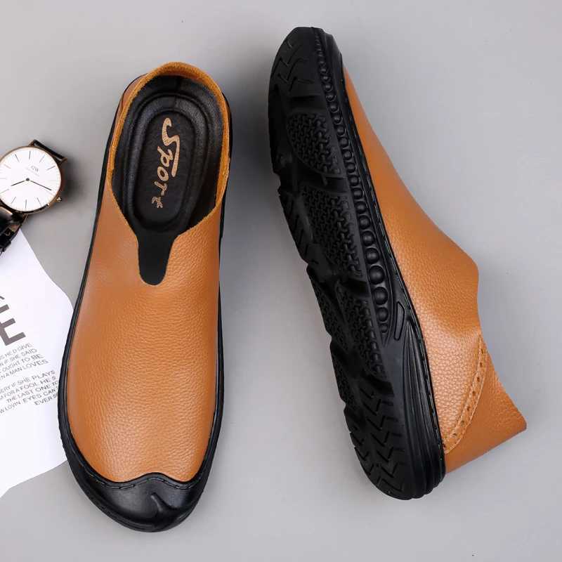 Leather Mens Loafers Lightweight Low Top Shoes Casual Mens Boat Shoes Big Size 35-47 Mens Shoes Men Flats Shoes Leisure WalkXJ250118