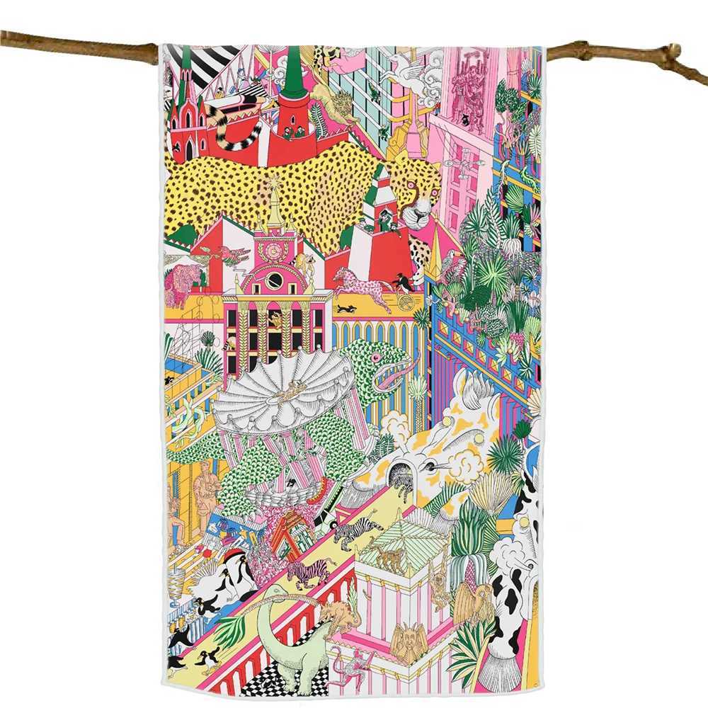 Pobing twill silk scarf womens raincoat hand rolled animal print long scarf Wrs Bandana Big Shl headscarf womens Foulards W250118