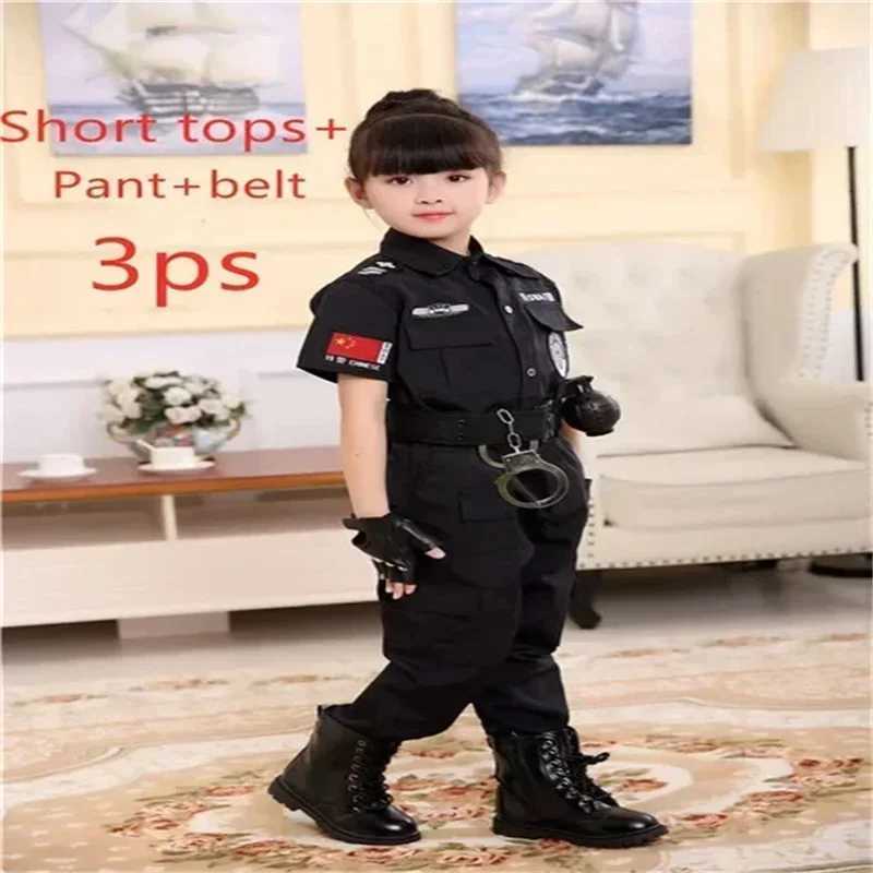 Halloween Childrens Police Role Playing Costumes for Boys and Girls Childrens Police Uniforms Military Police Costume Set Party Dress up Gifts W250117
