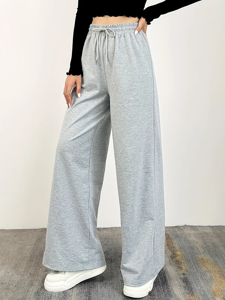 Wide Leg Pants For Women Straight Bottom AllMath Plain Fitness Joggers Travel Basic Casual On Sale 250108