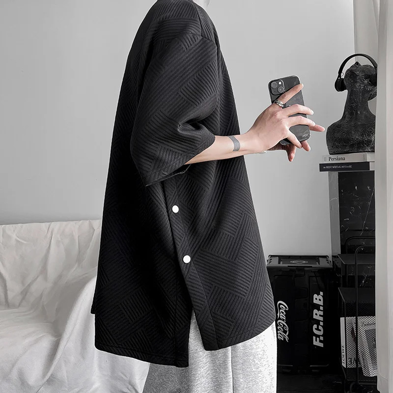 Summer Short Sleeve T-shirt Men Fashion 3 Colors Oversized T Shirt Men Streetwear Korean Loose Hip Hop O-Neck Tshirt Mens Top 250122