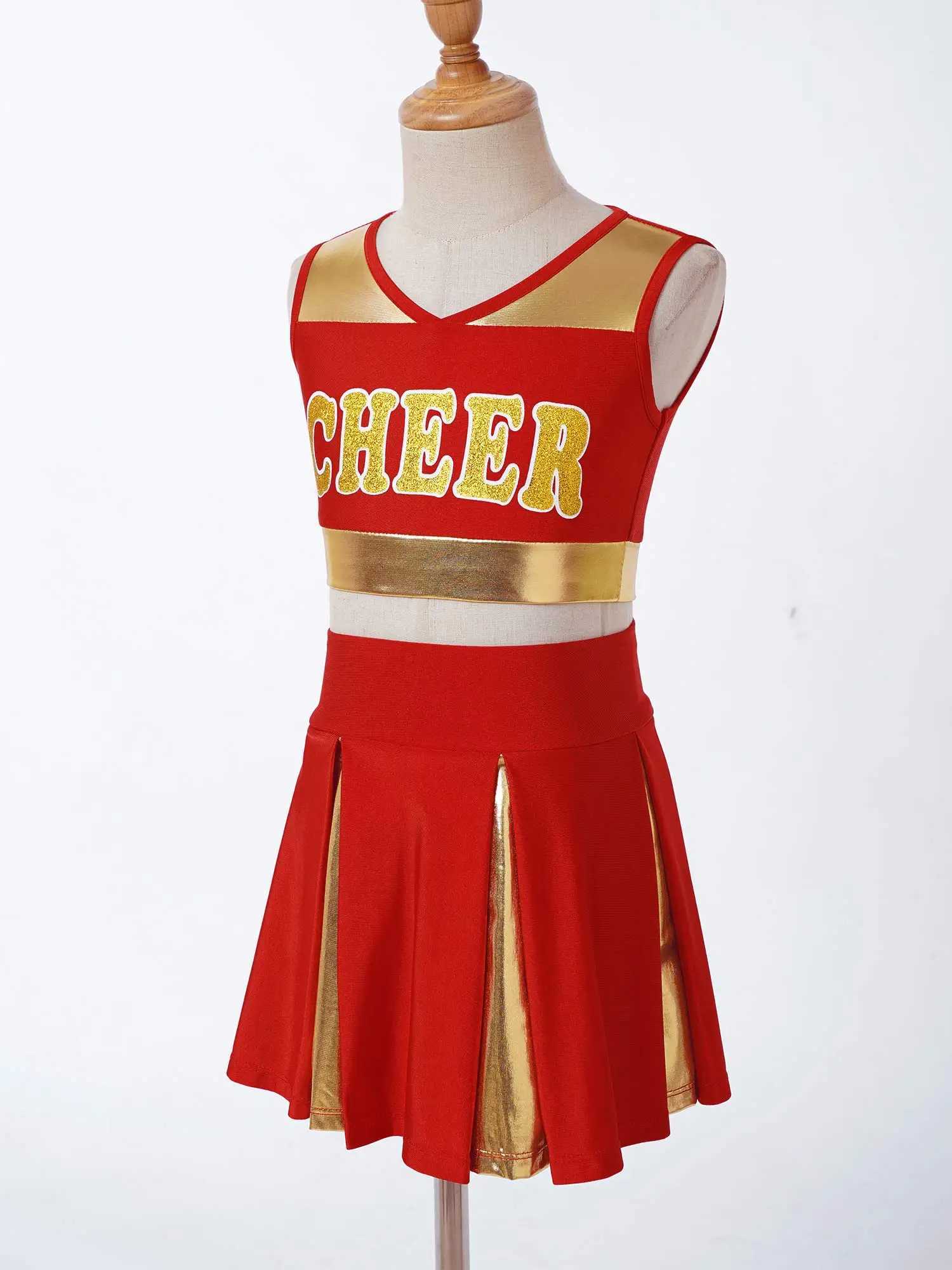 Kids Girls Cosplay Cheerleading Costume Cheerlead Uniforms CHEER Printed Clothes Set for Dancing Competition Children DancewearW250121