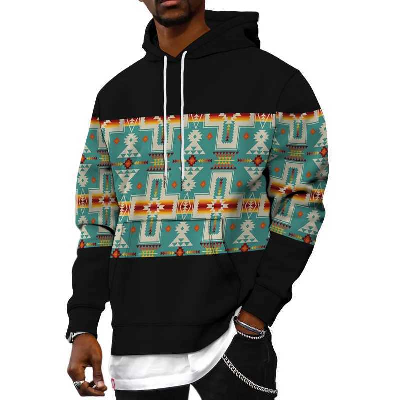 Aztec Geometric Graphics 3D Print Hoodies Men Women Retro Hooded Sweatshirts Oversized Pullovers Y2k Tracksuit Tops Man Clothing W250117