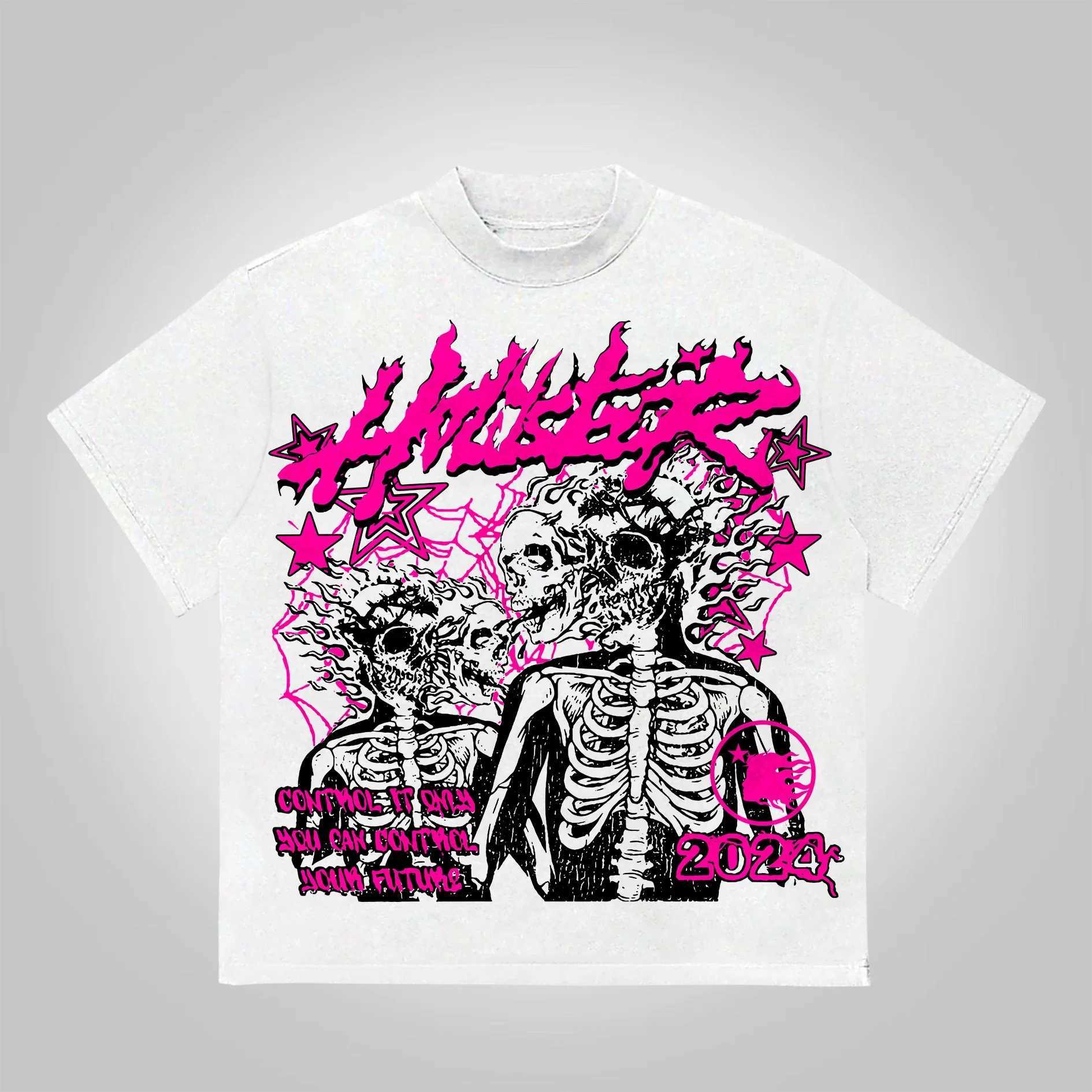 Skull soul graphic retro printed cotton T-shirt streetwear hip-hop Harajuku Y2k T-shirt mens summer short sleeved top W250117