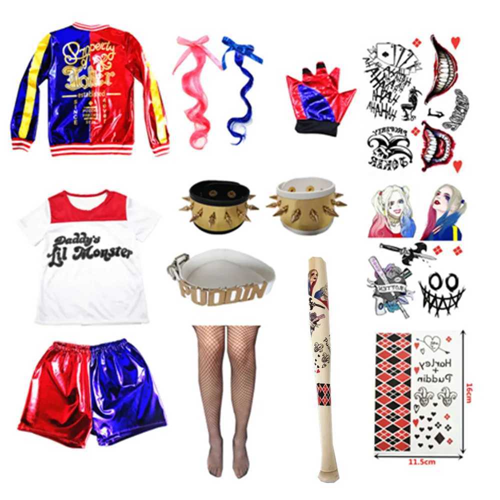Children Kids Girls Cosplay CoStumes Quinn HarLeen Quinzel Joker Monster Jacket Party Clothes W250117