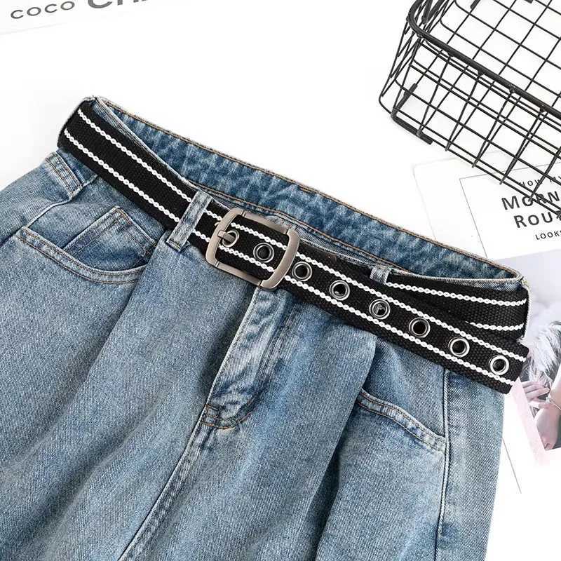 Mens Belt Porous Canvas Pin Buckle Leather Belt Outdoor Sports Belt Womens Trendy Eyelet Belt with Jeans Belt for Men Women W250120