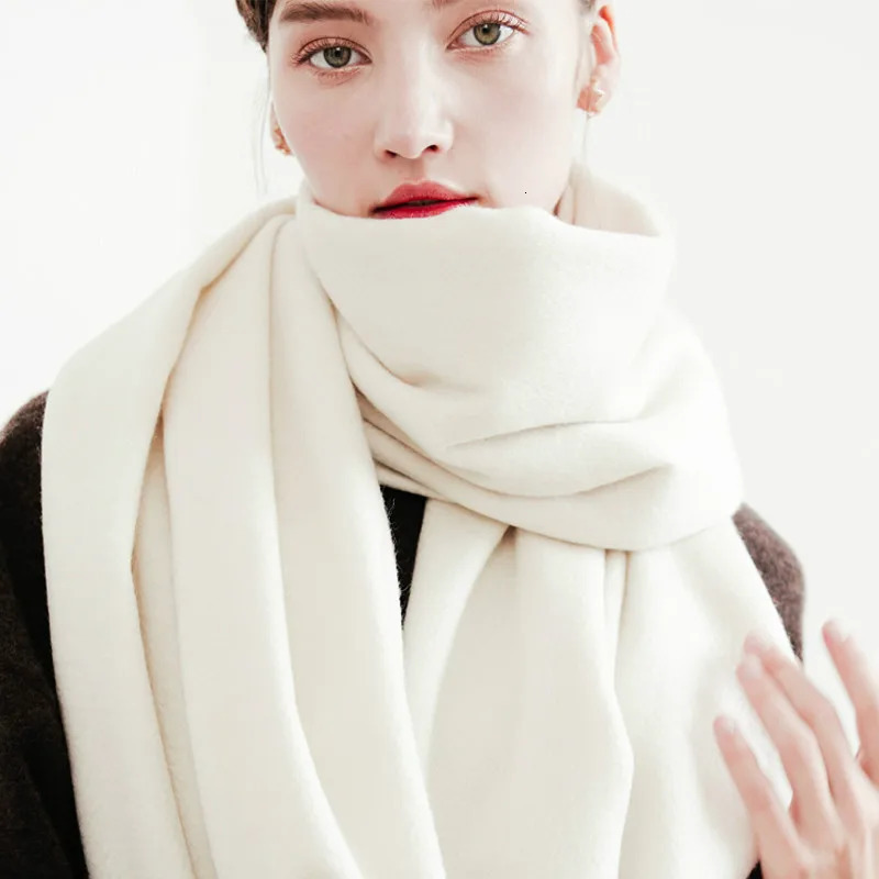 Women Scarf Winter Wool Shawl White Shawl Thickened Big size long Scarf 100% Wool scarf for Lades Sell Fashion 250120