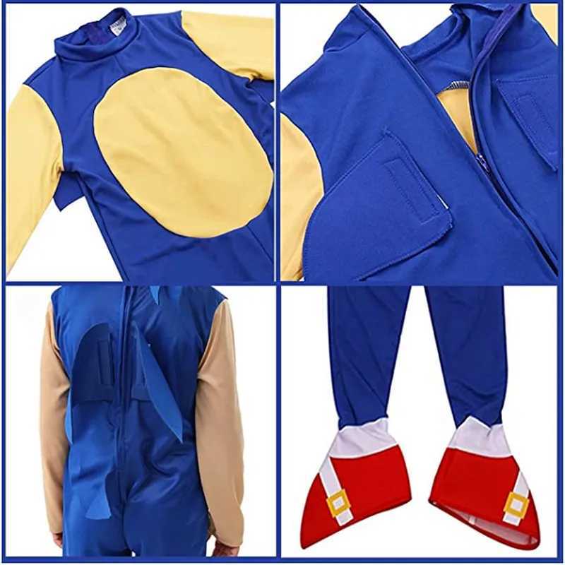 Cosplay Costume Childrens Jumpsuit Anime Lightning Speed Hedgehog Costume with White Gloves Gift Childrens Animal Costume W250117