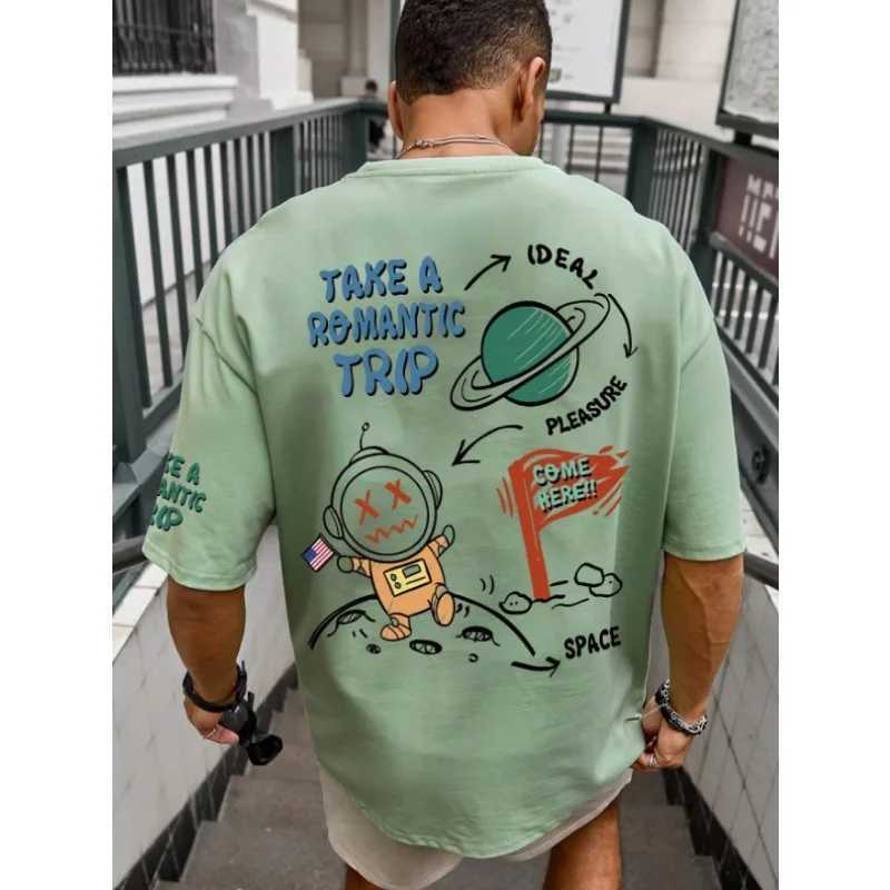 24 New Mens Astronaut Planet 3D Printed Short Sleeved T-shirt Mens High Street T-shirt High-Quality Comfortable Short Top W250117