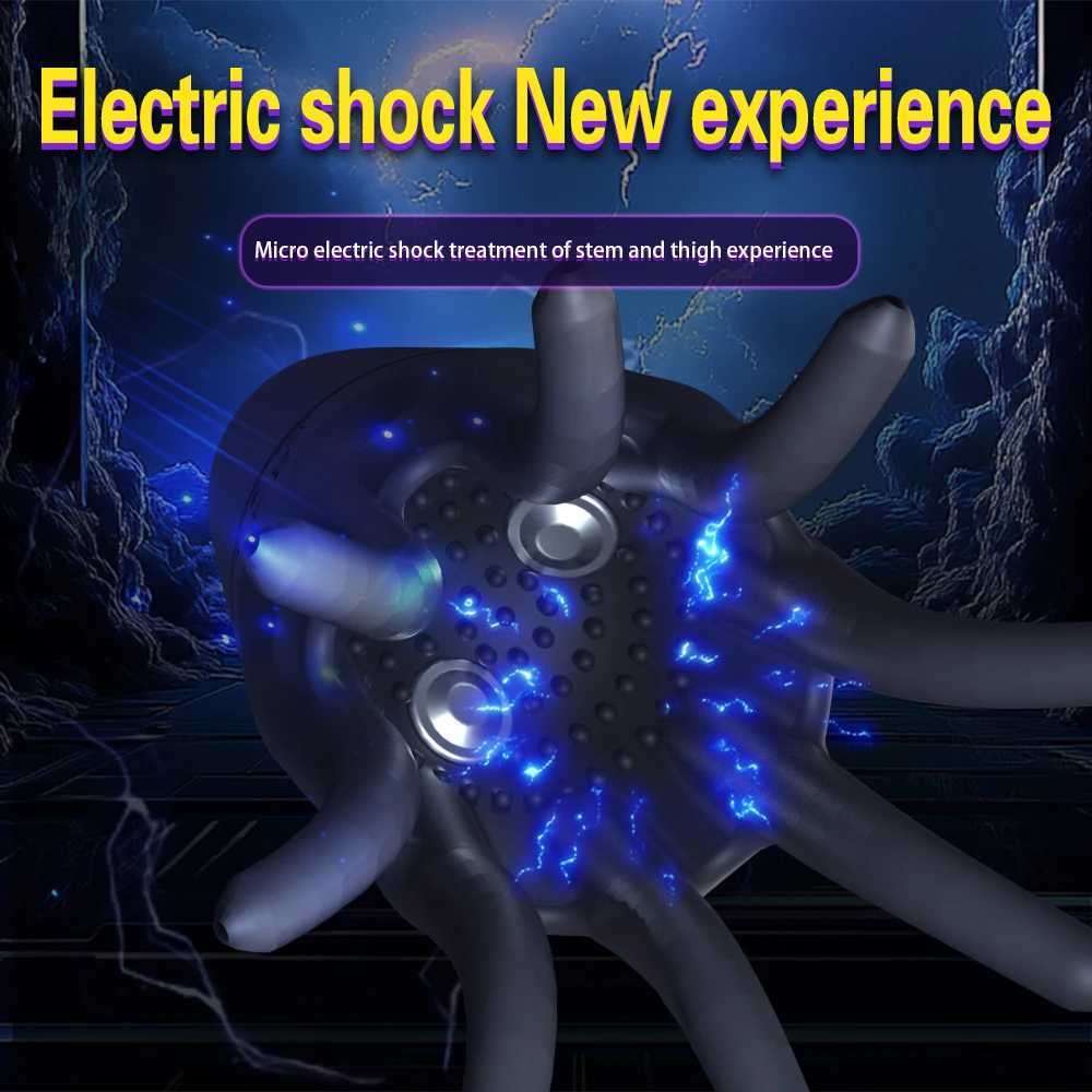 Electric Shock Masturbator for Men Penis Massager Glans Vibration Sex Oral Blowjob Lasting Delay Endurance Training Sex Toys 18+ W250117