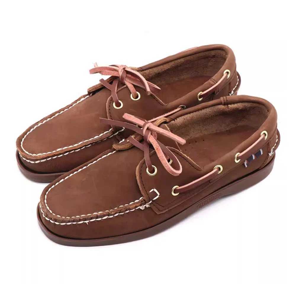 2025Mens Genuine Suede Leather Driving ShoesDocksides Classic Boat ShoesFi Design Flats Loafers For Men Women Wine RedXJ250118