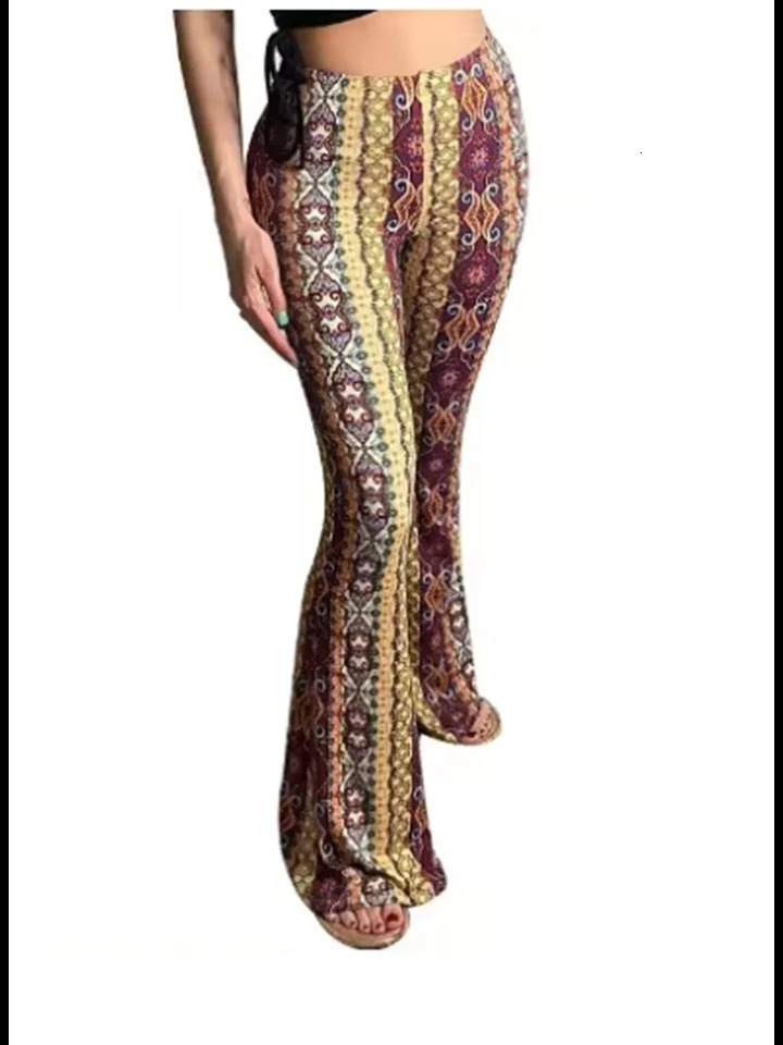 Summer Stretch Slimming Pants Fashion Printed Slinm Street Vacation Beach Bohemian Style Womens 250122