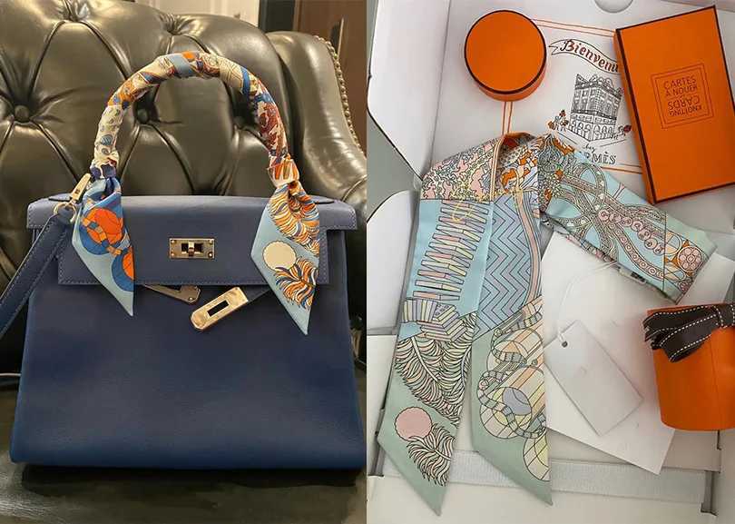 % Twill Silk Scarf for women fashion petite twilly scarf for bag 86*5cm ribbon Hair bands thin skinny scarf Silk handkerchief W250118