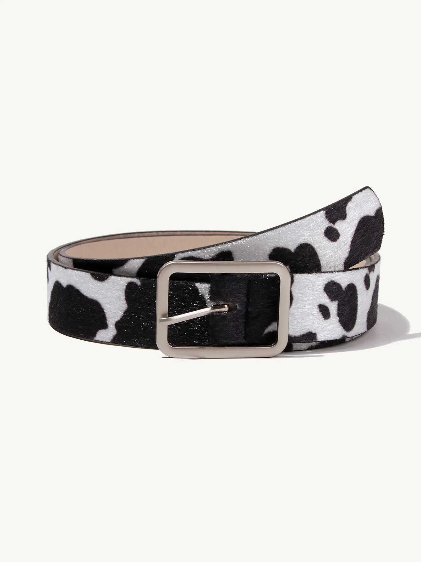 2021 PU Leather Womens Square Button Pin Button Jeans with Cow Pattern Fashion Luxury Brand Fancy Retro Style Womens Gift W250120