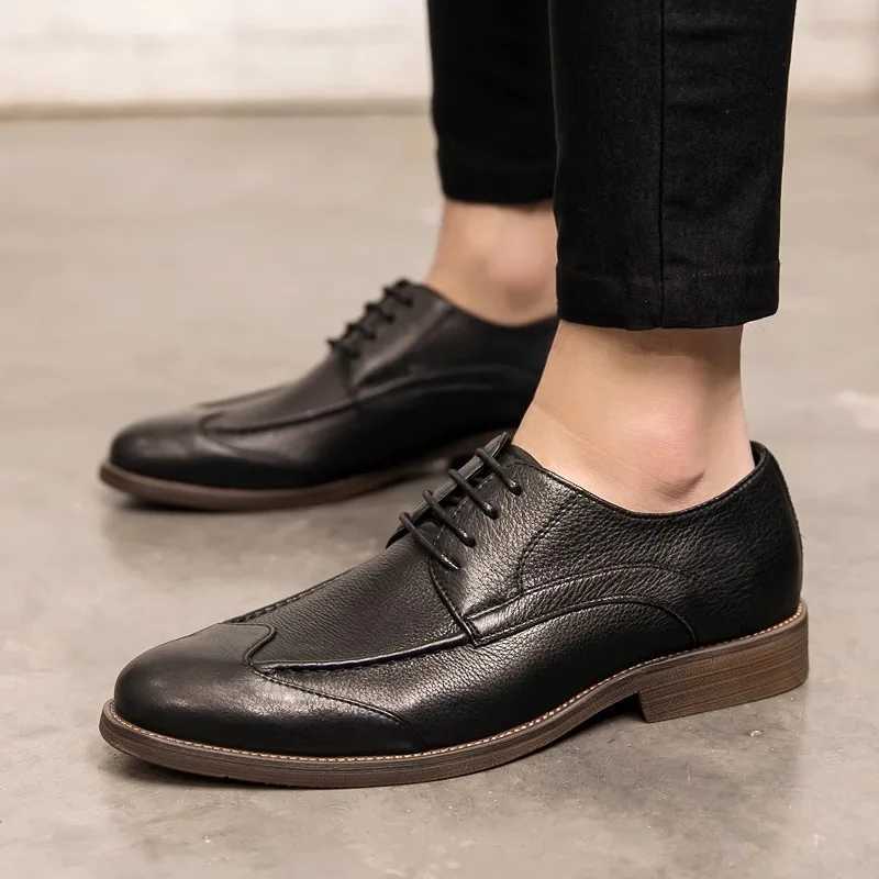 Mens British Style Business Dress Shoes Autumn New Trend All Casual Leather Shoes Thick Soled Wedding Shoes Zapatos Para HombreXJ250118