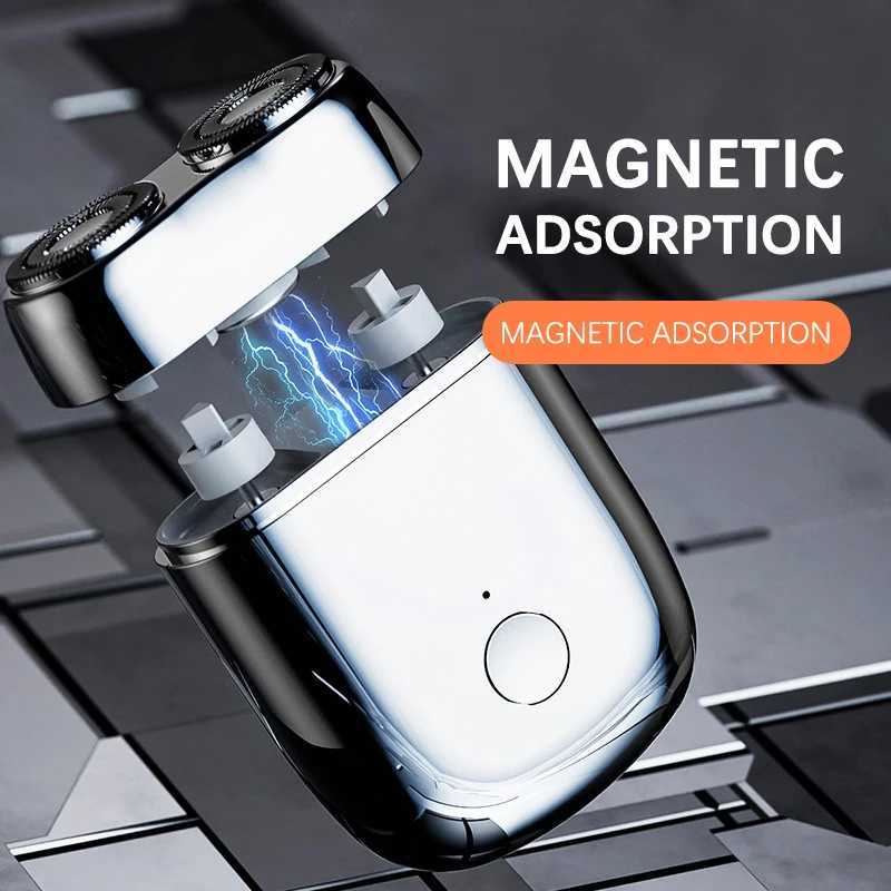Magnetic Colorful Electric Shaver Double Floating Head Mini Beard Knife For Men Portable Travel Cordless Face Body Razor TrimmerW250117