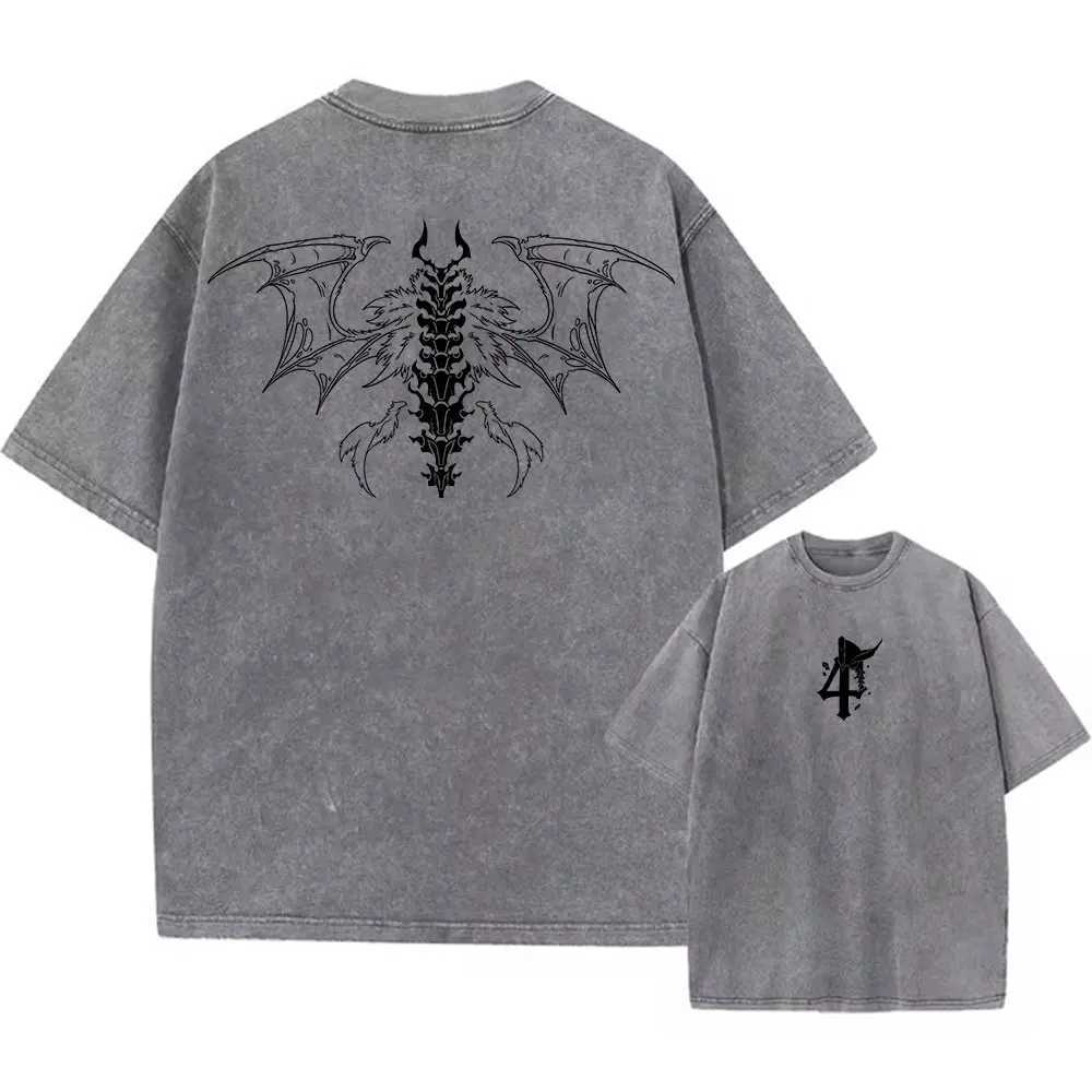 Washed Tshirts Y2K Summer Men Women Anime Bleach Print T-shirt Casual 00%Cotton Punk Gothic Vintage Hip Hop Top Tee W250117