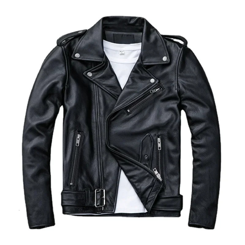 Classical Motorcycle Jackets Men Leather Jacket 100% Natural Cowhide Thick Moto Jacket Winter Biker Clothes Slim Coats M192 250120