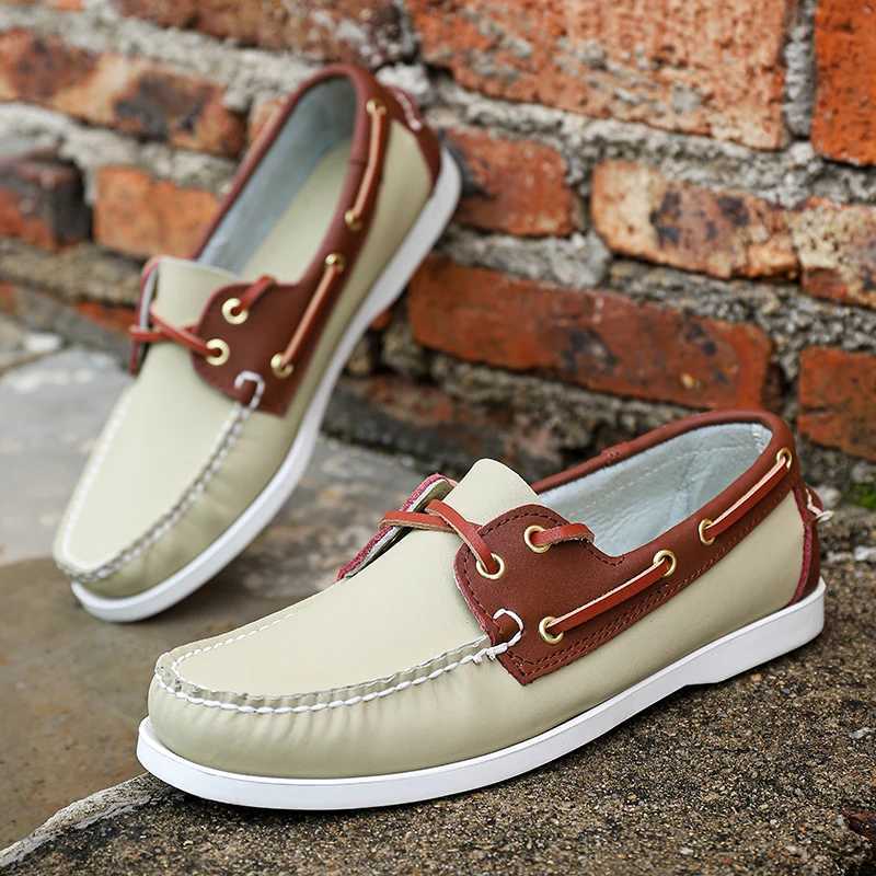 Breathable Mens Casual Leather Shoes Summer Slip Loafers Hot Sale Male Boat Flats Versatile Comfy Driving Shoes ManXJ250118