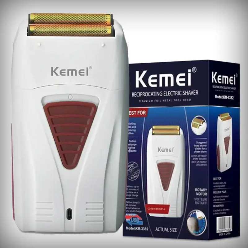 Kemei 3382 Rechargeable Electric Shaver Hair Beard Electric Razor For Men Bald Head Shaving Mane Foil Titanium Cord/CordlessW250117