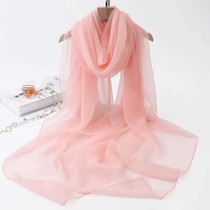 Korean Solid Transparent Chiffon Tourist Resort Beach Towels Sunscreen Shl Womens Summer Air Conditioning Silk Scarf M10 W250118