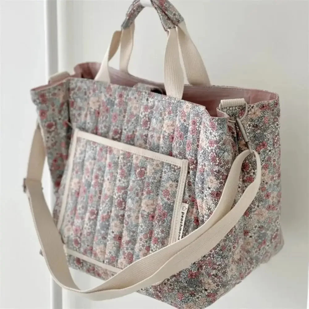 Floral Printing Mummy Baby Bag Large Capacity Cotton Diapers Stroller Lightweight Multifunctional Storage Diaper Bags 250117