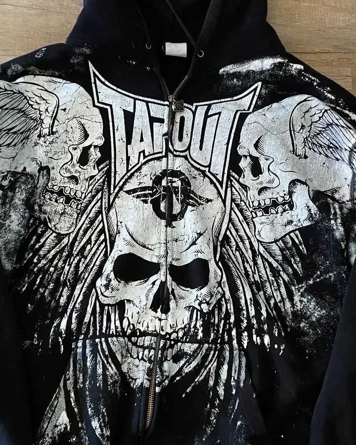 Hoodie Y2K Sweatshirt Hip Hop Letter Vintage Skull Print Oversized Hoodie Jacket Clothes W250117