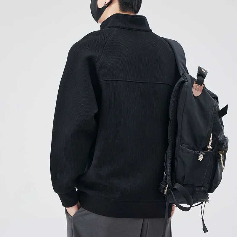 Spring Stand-up Collar Pullover Sweatshirts Mens 2024 New Half Zipper Y2K Vintage Hoody Casual Preppy Fashion Loose Clothes W250117