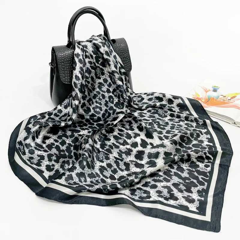 90*90CM New Women Leopard Polka Dot Print Silk Scarf Fashion Versatile Sunscreen Square Headscarf Wholesale W250118