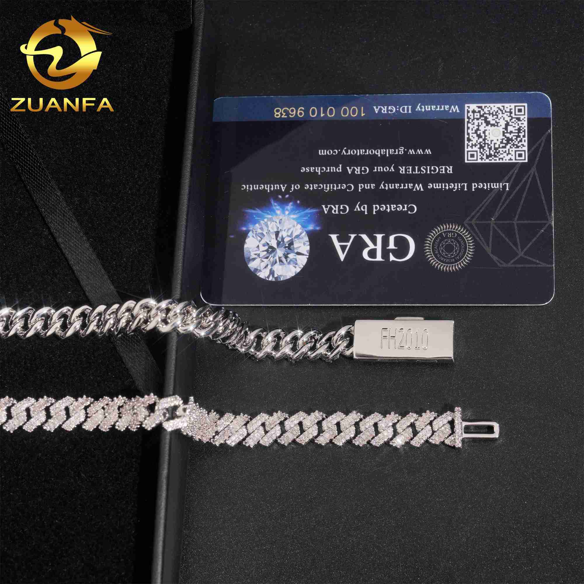 Women necklace silver 925 iced out vvs moissanite 8mm width chain diamond hip hop jewelry cuban link chain