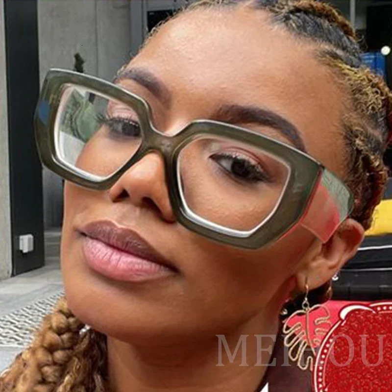Trendy Square Big Women Glasses Frames Fashion Colorful Transparent Thick Female Grade Womens Eyeglasses With Frame 250110